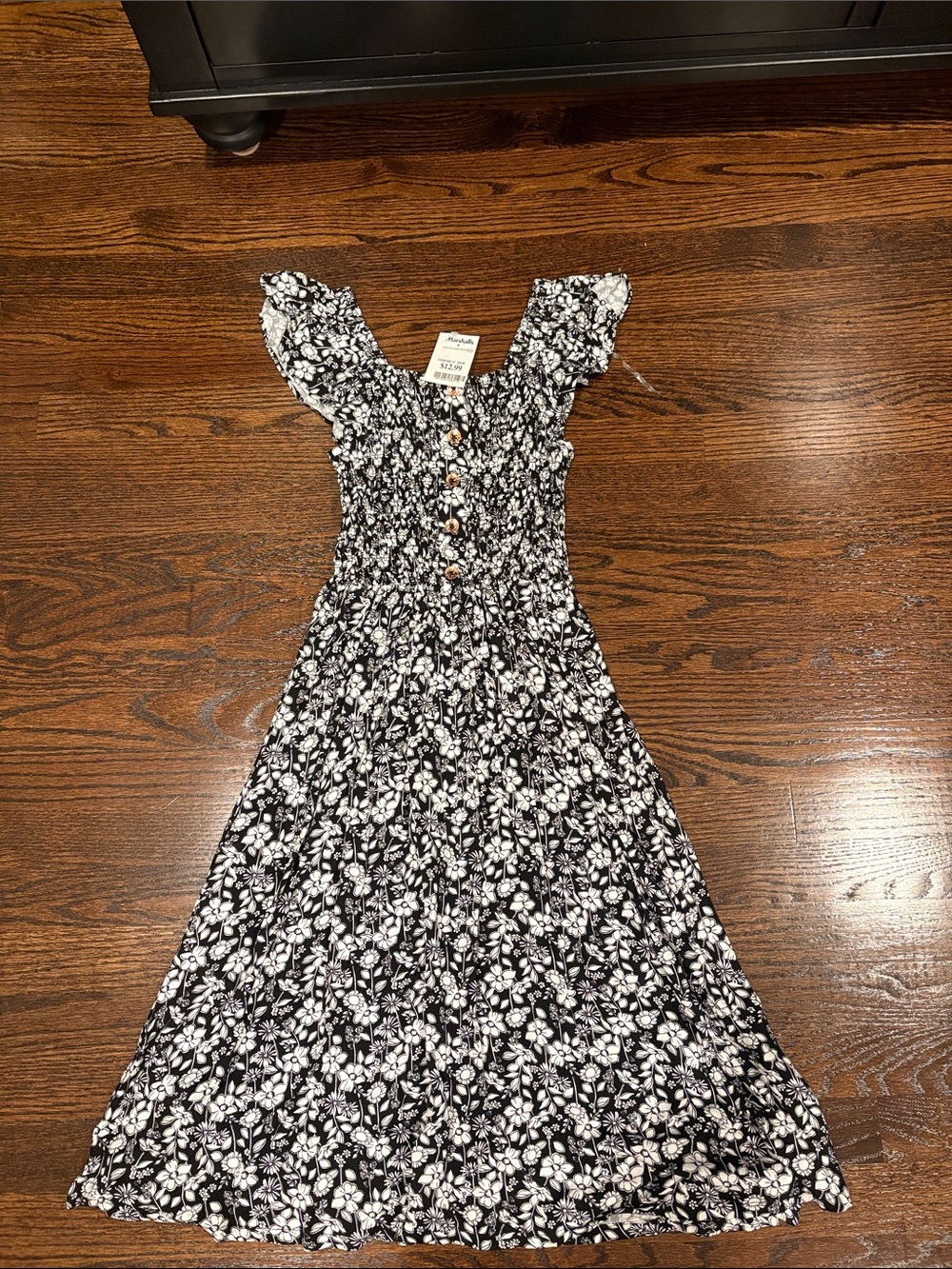 Kids Vince Camuto Black and White Floral Midi Dress